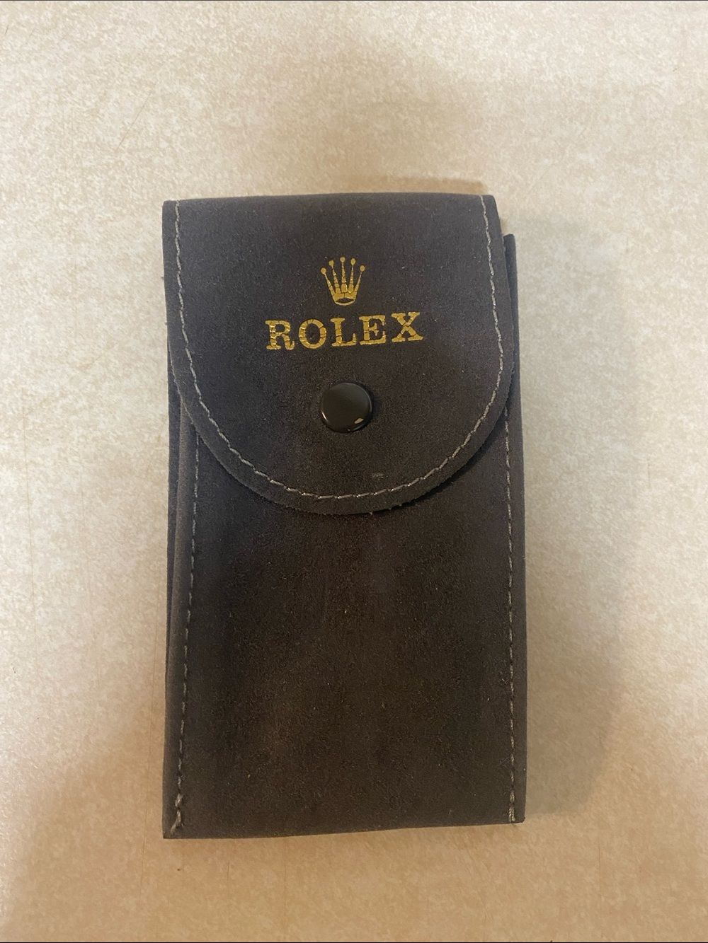 Rolex Black Suede Pouch with Gold Logo